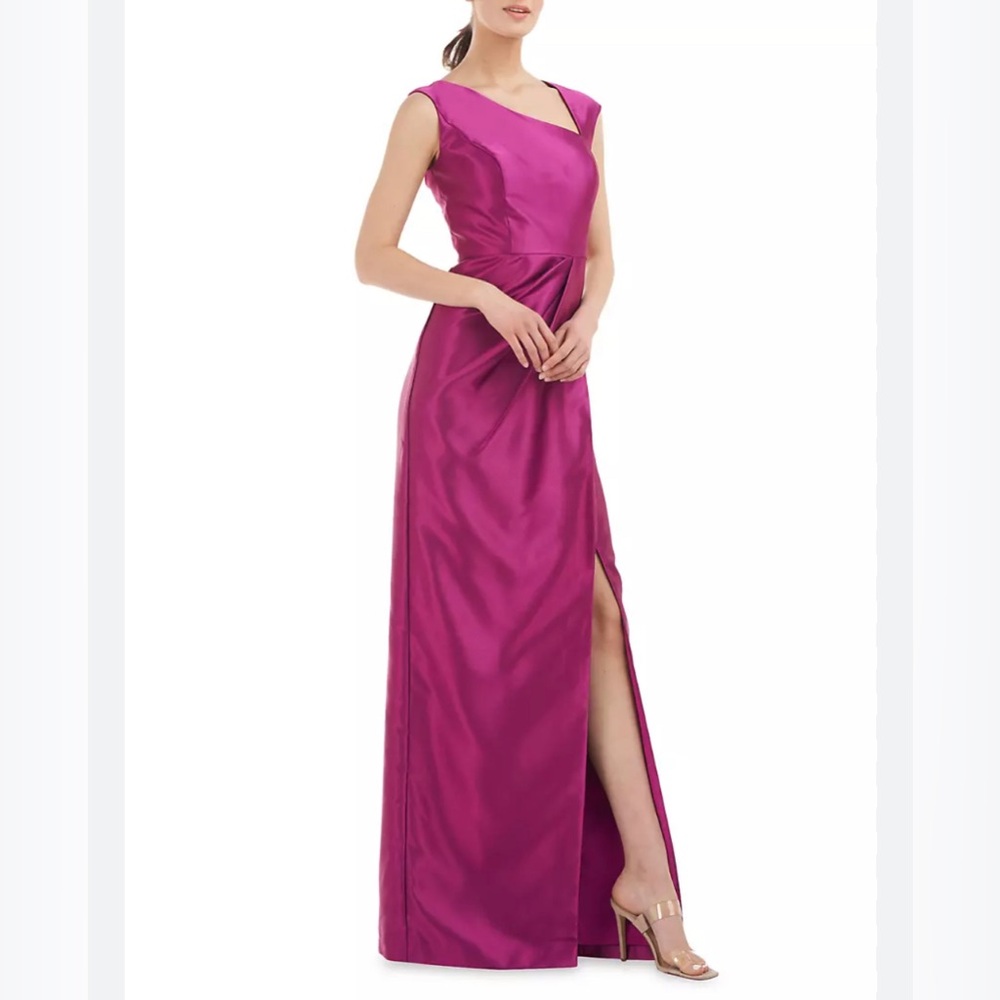 Kay Unger size 14 Fuschia Antoinette cap sleeve Column Gown